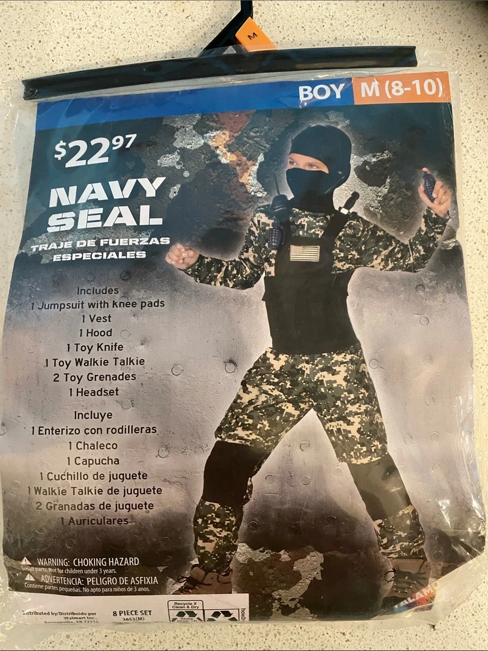 Navy Seal Kids One-Piece Costume - Black & Olive Camo